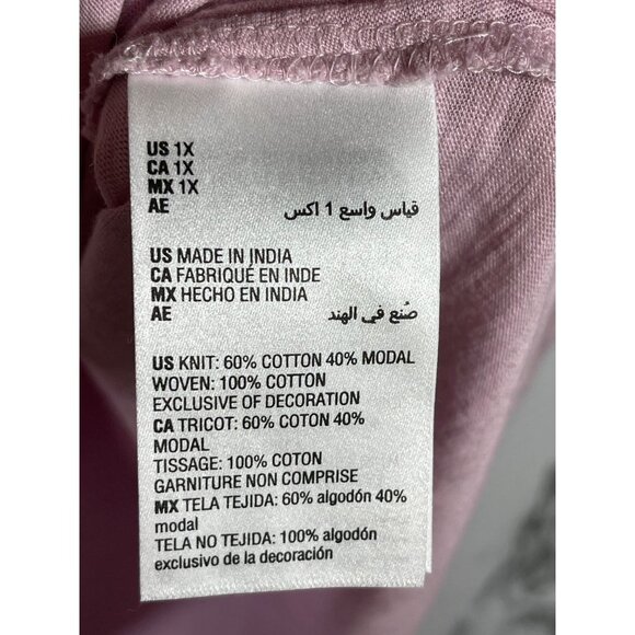 Style & Co Womens Pink Eyelet Embroidered Peasant Blouse 3/4 Sleeve Size 1X - Picture 6 of 7